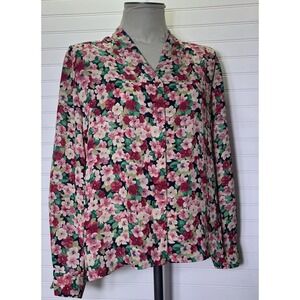 Vintage Pendleton Women's Blouse Sz 10 Long Sleeve Button Front Top Floral USA